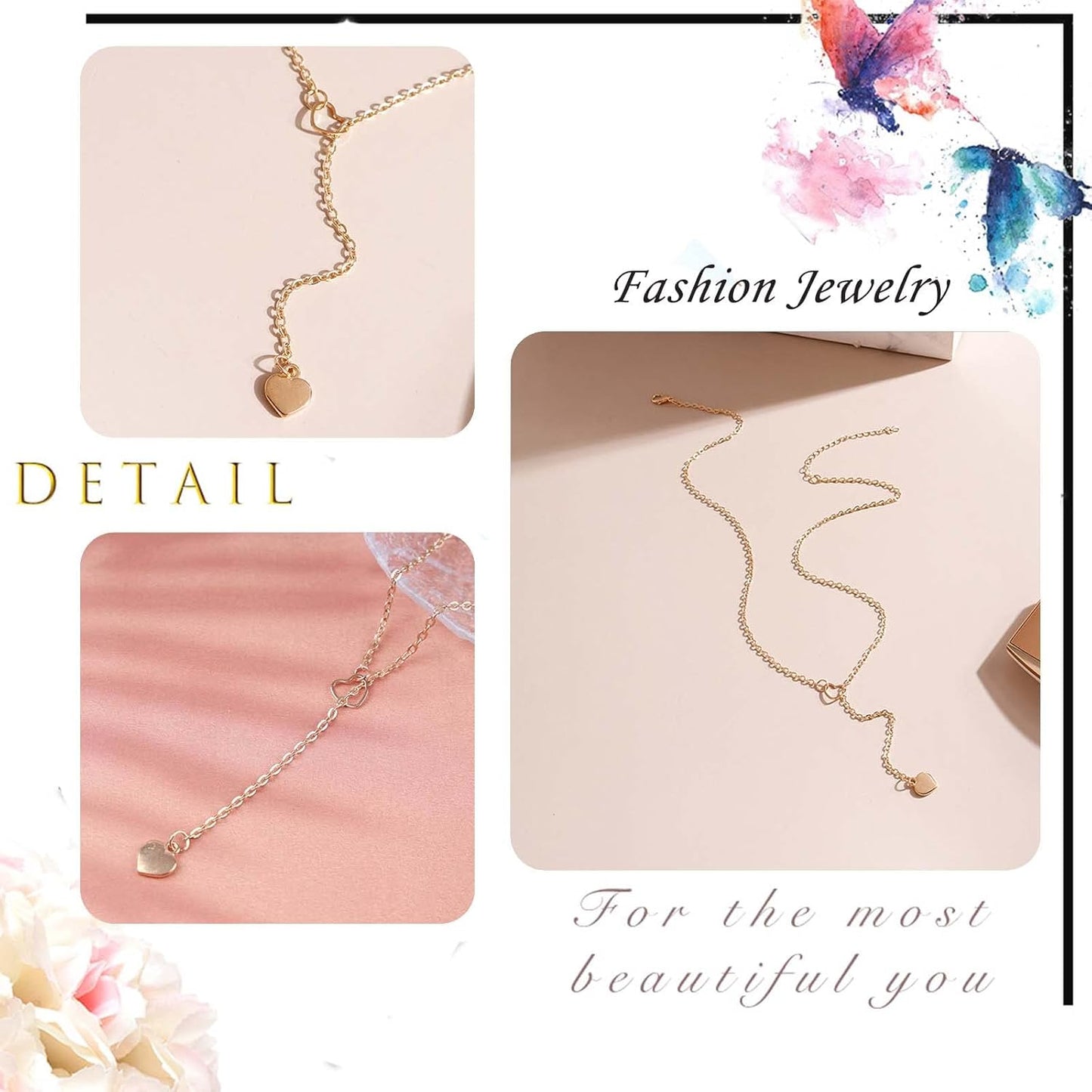 Collier Long Chaîne Lariat Collier En Forme De Y Avec Pendentif En Forme De Coeur Collier En Forme De Y Avec Pampilles Collier De Déclaration Bijoux Pour Femmes Filles