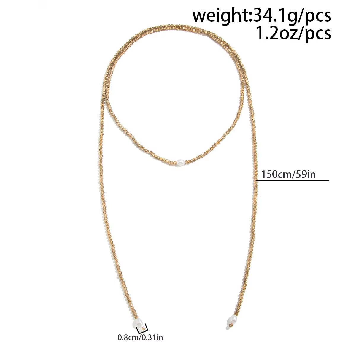3 Styles Trendy Crystal Bead Chain Long Pendant Necklace Women Retro Multilayer Stacked Sweater Chain Neck Jewelry